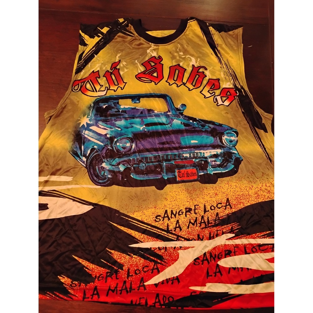 Y2K Tu Sabes Lowrider Graphic Muscle Tee Sleeveless Shirt Sangre Loca Multicolor